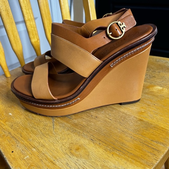 Tory Burch Selby Two Toned Wedge Sandals 9.5 - Picture 5 of 9